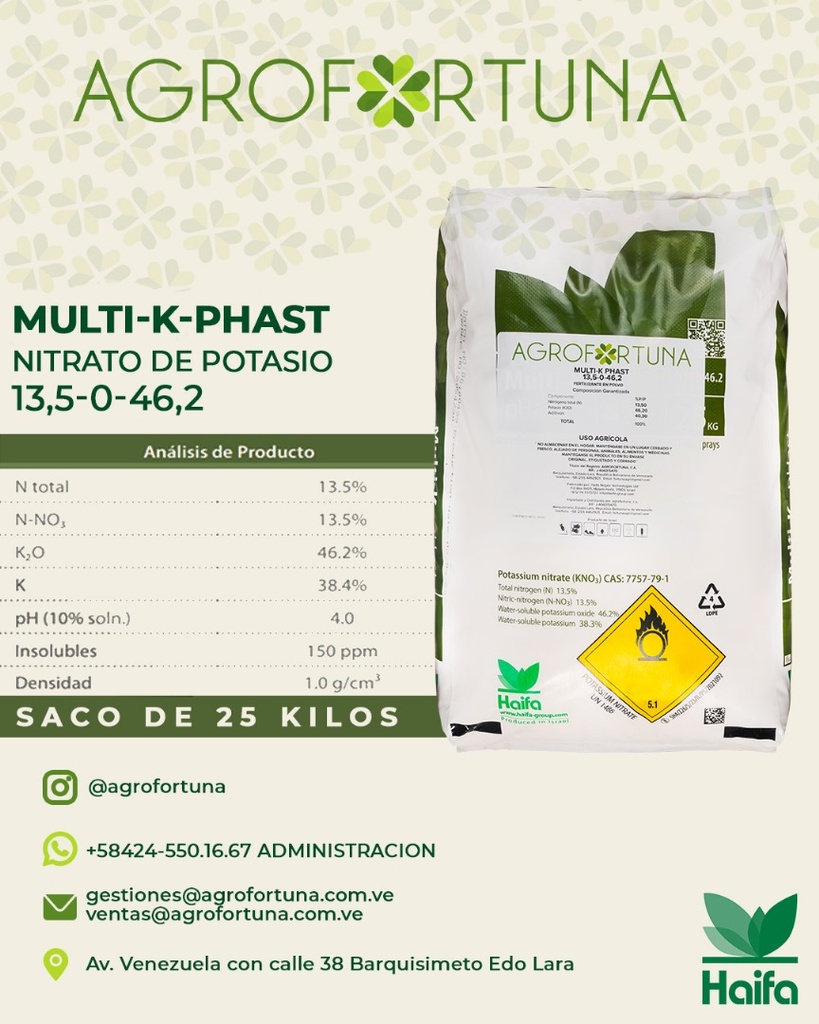 HAIFA MULTI-K PHAST saco de 25Kg