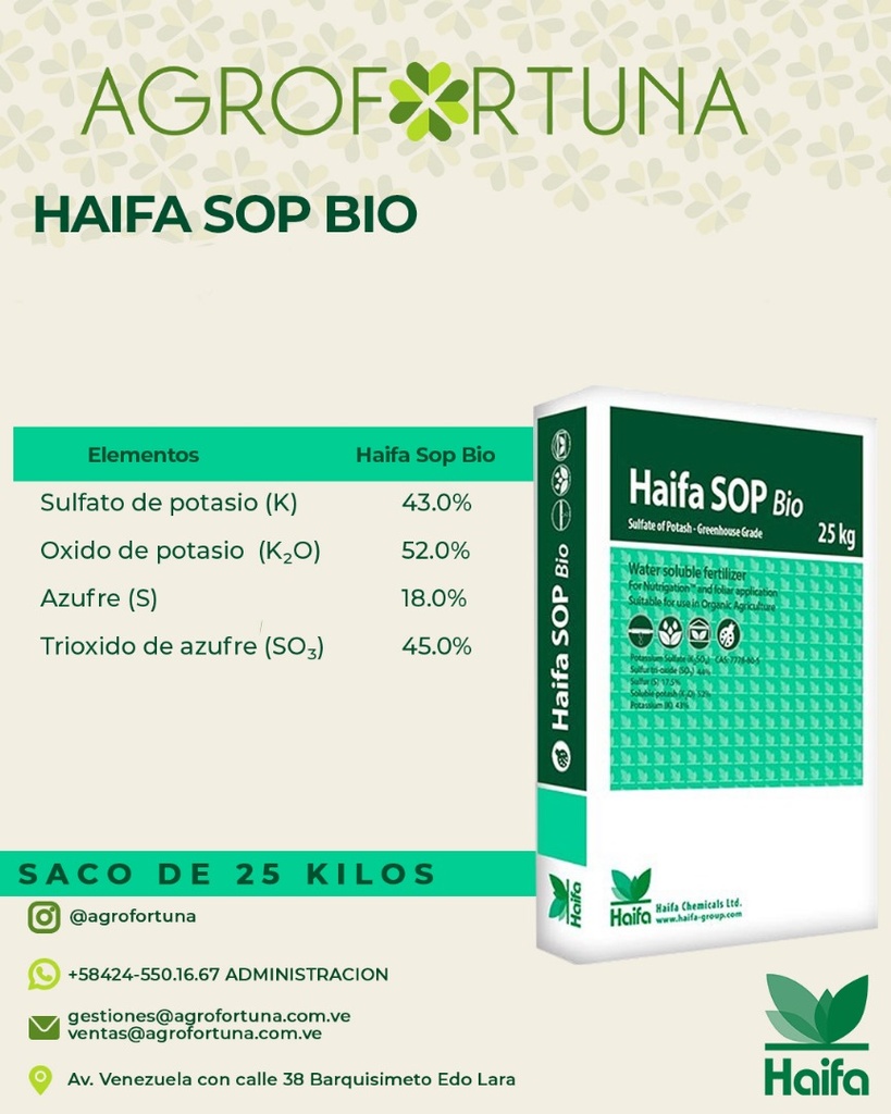 HAIFA SOP BIO 0-0-51 18(S) 25 kilos